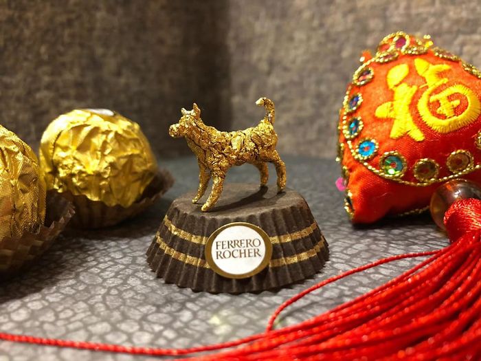 Chinese Artist Creates Tiny Sculptures Using Ferrero Rocher Packaging (28 Pics)