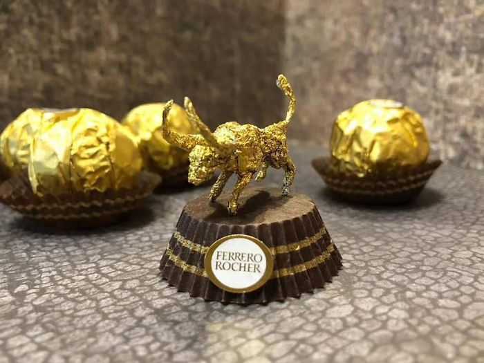 Chinese Artist Creates Tiny Sculptures Using Ferrero Rocher Packaging (28 Pics)