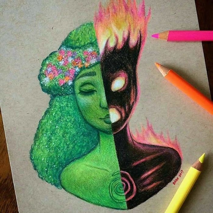 I Combine Two Characters Into One In My Colored Pencil Illustrations (50 Pics) I Combine Two Characters Into One In My Colored Pencil Illustrations (50 Pics)