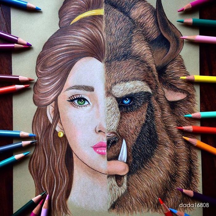 I Combine Two Characters Into One In My Colored Pencil Illustrations (50 Pics) I Combine Two Characters Into One In My Colored Pencil Illustrations (50 Pics)
