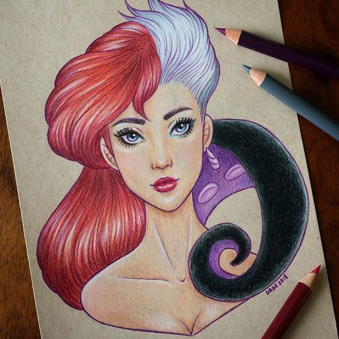 I Combine Two Characters Into One In My Colored Pencil Illustrations (50 Pics) I Combine Two Characters Into One In My Colored Pencil Illustrations (50 Pics)