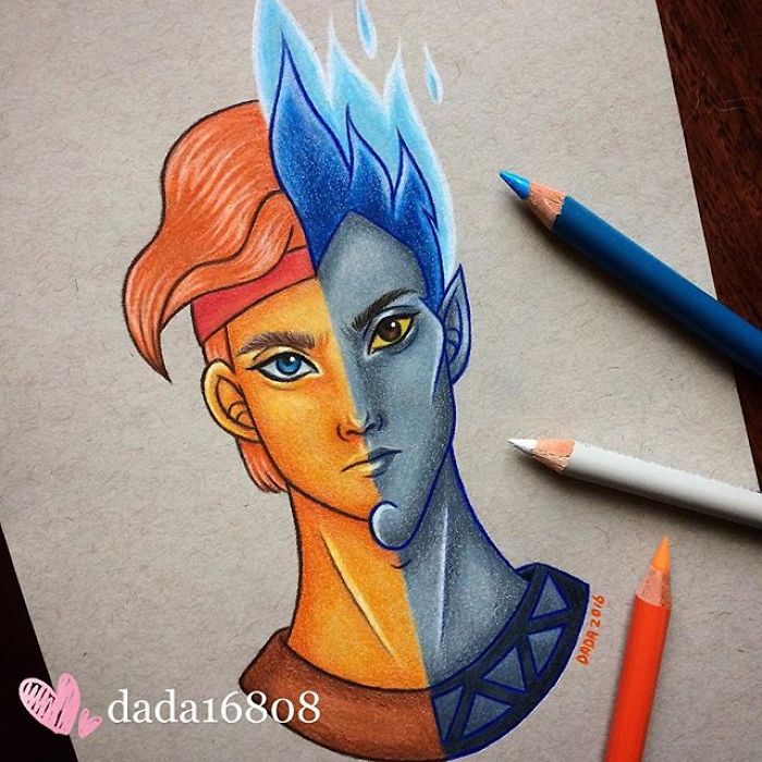 I Combine Two Characters Into One In My Colored Pencil Illustrations (50 Pics) I Combine Two Characters Into One In My Colored Pencil Illustrations (50 Pics)