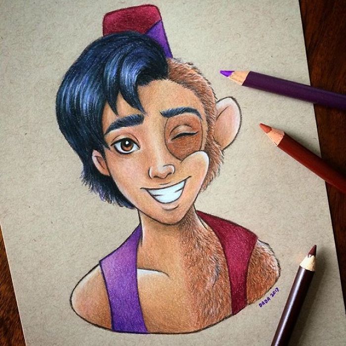 I Combine Two Characters Into One In My Colored Pencil Illustrations (50 Pics) I Combine Two Characters Into One In My Colored Pencil Illustrations (50 Pics)