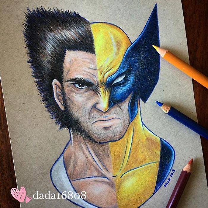 I Combine Two Characters Into One In My Colored Pencil Illustrations (50 Pics) I Combine Two Characters Into One In My Colored Pencil Illustrations (50 Pics)