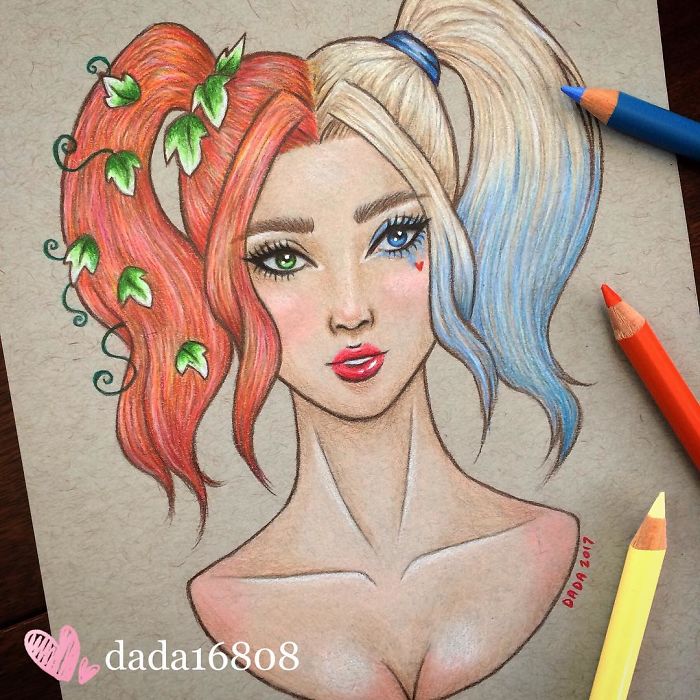 I Combine Two Characters Into One In My Colored Pencil Illustrations (50 Pics) I Combine Two Characters Into One In My Colored Pencil Illustrations (50 Pics)