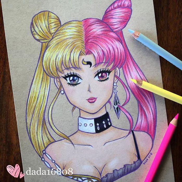 I Combine Two Characters Into One In My Colored Pencil Illustrations (50 Pics) I Combine Two Characters Into One In My Colored Pencil Illustrations (50 Pics)