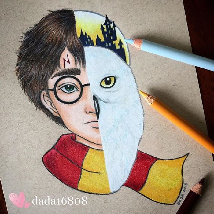 I Combine Two Characters Into One In My Colored Pencil Illustrations (50 Pics) I Combine Two Characters Into One In My Colored Pencil Illustrations (50 Pics)