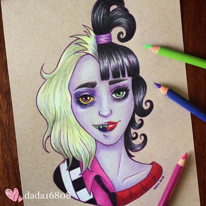 I Combine Two Characters Into One In My Colored Pencil Illustrations (50 Pics) I Combine Two Characters Into One In My Colored Pencil Illustrations (50 Pics)