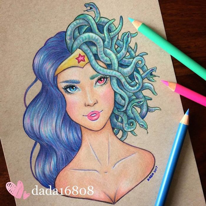I Combine Two Characters Into One In My Colored Pencil Illustrations (50 Pics) I Combine Two Characters Into One In My Colored Pencil Illustrations (50 Pics)