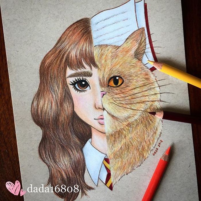 I Combine Two Characters Into One In My Colored Pencil Illustrations (50 Pics) I Combine Two Characters Into One In My Colored Pencil Illustrations (50 Pics)