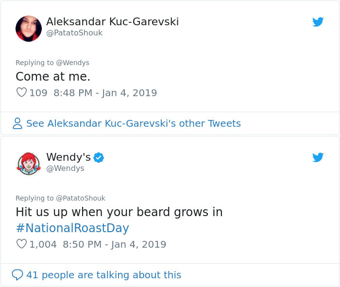 35 Times People And Companies Regretted Asking Wendy’s To Roast Them (New Tweets) 35 Times People And Companies Regretted Asking Wendy’s To Roast Them (New Tweets)