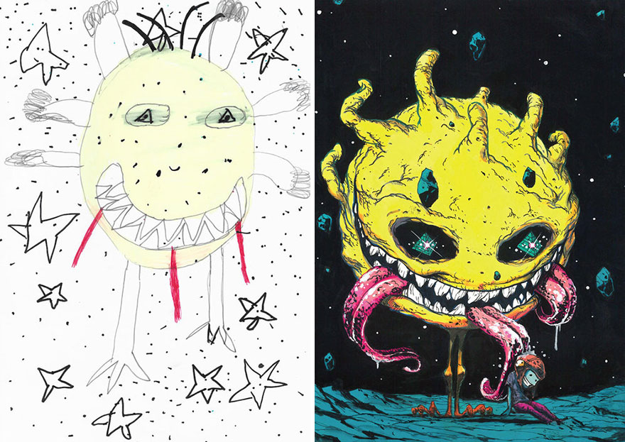 What Happens When Professional Artists Recreate Kids’ Monster Doodles In Their Own Unique Style (New Pics) What Happens When Professional Artists Recreate Kids’ Monster Doodles In Their Own Unique Style (New Pics)