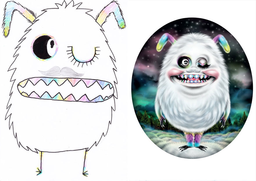 What Happens When Professional Artists Recreate Kids’ Monster Doodles In Their Own Unique Style (New Pics) What Happens When Professional Artists Recreate Kids’ Monster Doodles In Their Own Unique Style (New Pics)