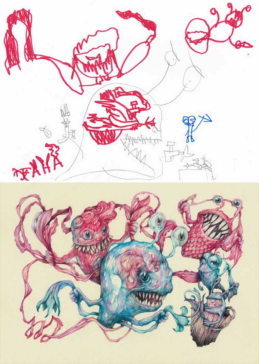 What Happens When Professional Artists Recreate Kids’ Monster Doodles In Their Own Unique Style (New Pics) What Happens When Professional Artists Recreate Kids’ Monster Doodles In Their Own Unique Style (New Pics)