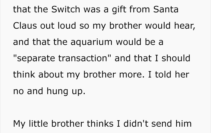 This Guy Bought A $300 Gift For His Brother, But His Mother Brushed It Off As A Gift From Santa And Asked For More Money