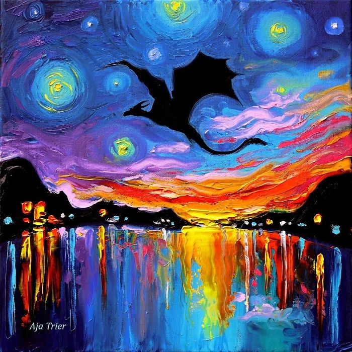 Artist’s Painting Gets Mistaken For A Van Gogh, So She Creates Brilliant ‘Starry Night’ Series (Part II)