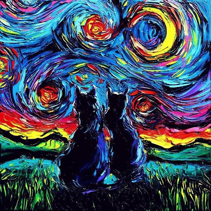 Artist’s Painting Gets Mistaken For A Van Gogh, So She Creates Brilliant ‘Starry Night’ Series (Part II)