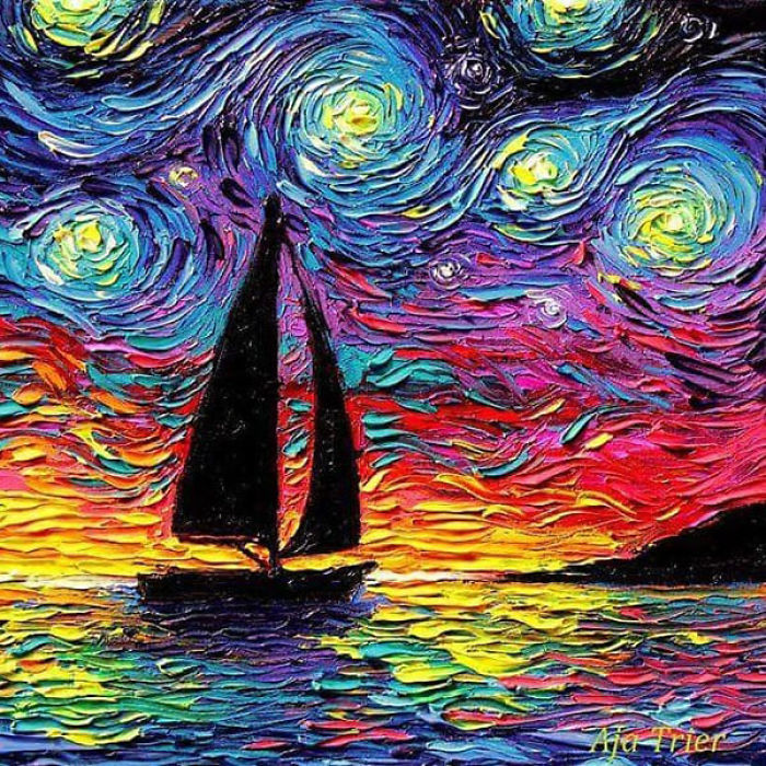 Artist’s Painting Gets Mistaken For A Van Gogh, So She Creates Brilliant ‘Starry Night’ Series (Part II)