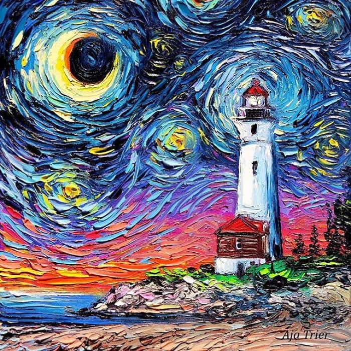 Artist’s Painting Gets Mistaken For A Van Gogh, So She Creates Brilliant ‘Starry Night’ Series (Part II)