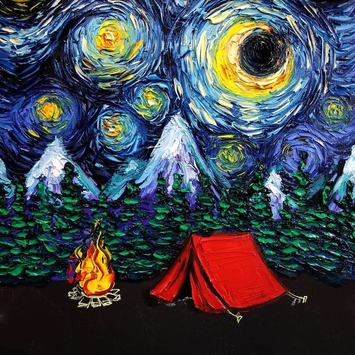 Artist’s Painting Gets Mistaken For A Van Gogh, So She Creates Brilliant ‘Starry Night’ Series (Part II)