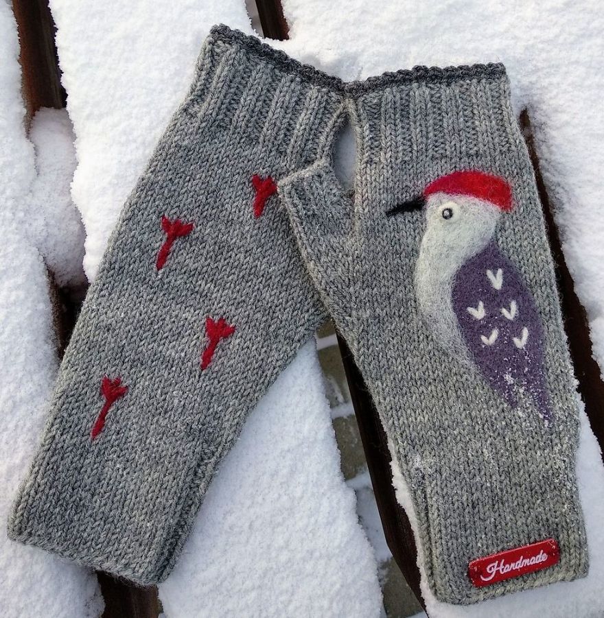 Cosy Felted Mittens With Forest Animals And Magical Characters