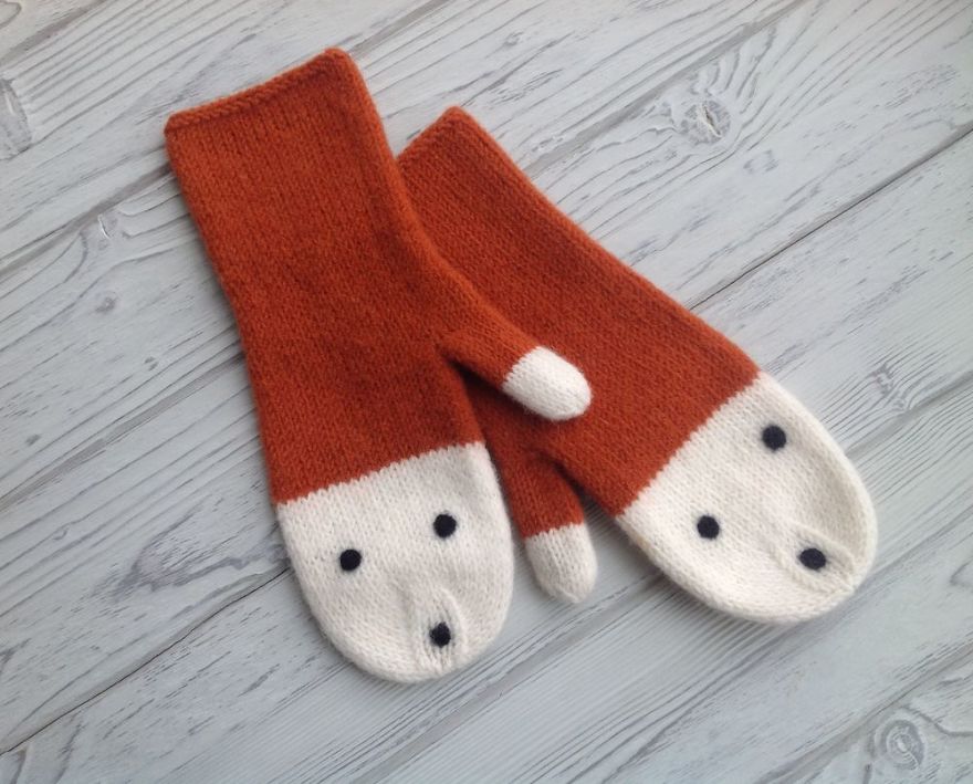 Cosy Felted Mittens With Forest Animals And Magical Characters
