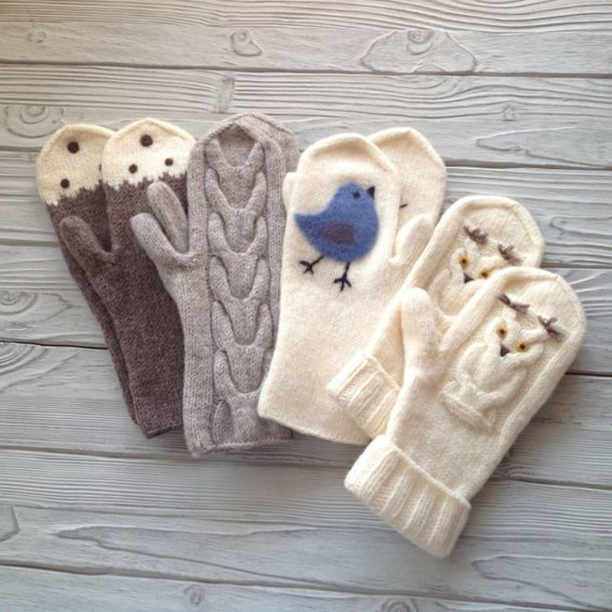Cosy Felted Mittens With Forest Animals And Magical Characters