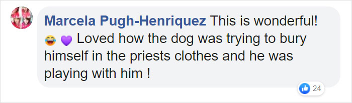 Priest Has An Adorable Reaction To A Dog Who Crashed His Church Service Priest Has An Adorable Reaction To A Dog Who Crashed His Church Service