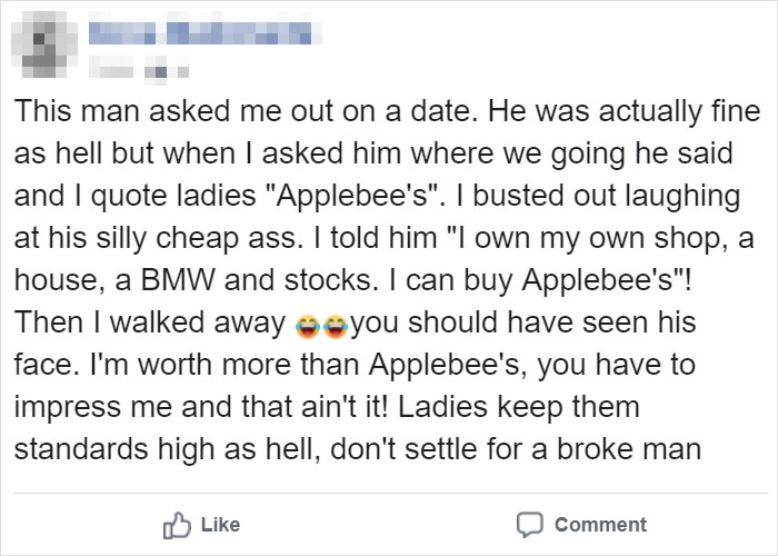 Woman Mocks Guy That Wanted To Take Her On A Date To Applebee’s, Gets Destroyed With 19 Responses