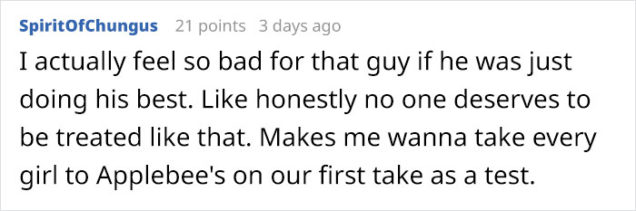 Woman Mocks Guy That Wanted To Take Her On A Date To Applebee’s, Gets Destroyed With 19 Responses