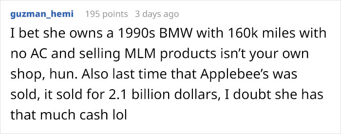 Woman Mocks Guy That Wanted To Take Her On A Date To Applebee’s, Gets Destroyed With 19 Responses