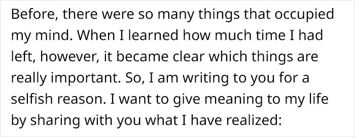 24-Year-Old Diagnosed With Terminal Cancer Lists The Things He Realized Are Truly Important In This Life 24-Year-Old Diagnosed With Terminal Cancer Lists The Things He Realized Are Truly Important In This Life