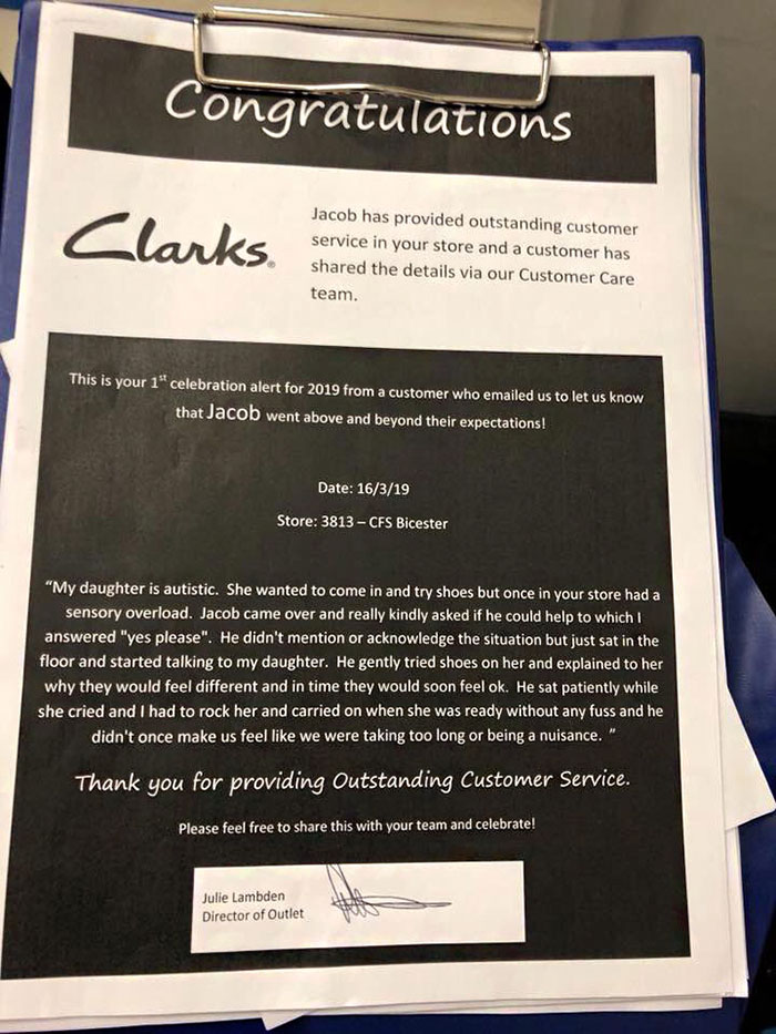 Father Is Stoked To Find A Review About His Son Taking Care Of An Autistic Child At Work Father Is Stoked To Find A Review About His Son Taking Care Of An Autistic Child At Work