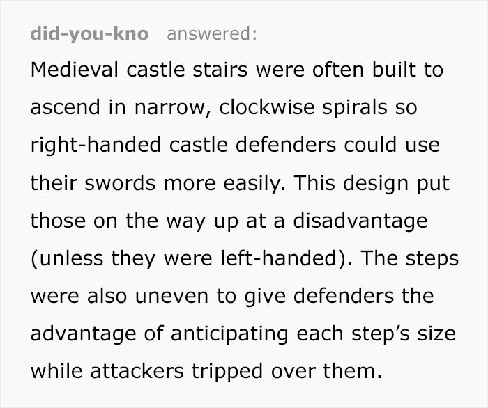 Someone Illustrates Why Stairs In Castles Were Spiral And Why Left-Handed Knights Were Physically Unable To Joust Someone Illustrates Why Stairs In Castles Were Spiral And Why Left-Handed Knights Were Physically Unable To Joust