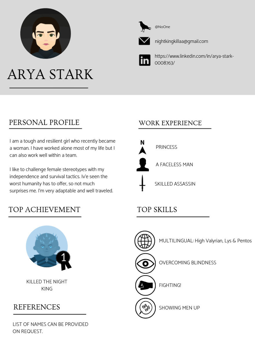 I Work In The Recruitment Industry, So I Imagined The Resumes Of Game Of Thrones Characters (10 Pics) I Work In The Recruitment Industry, So I Imagined The Resumes Of Game Of Thrones Characters (10 Pics)