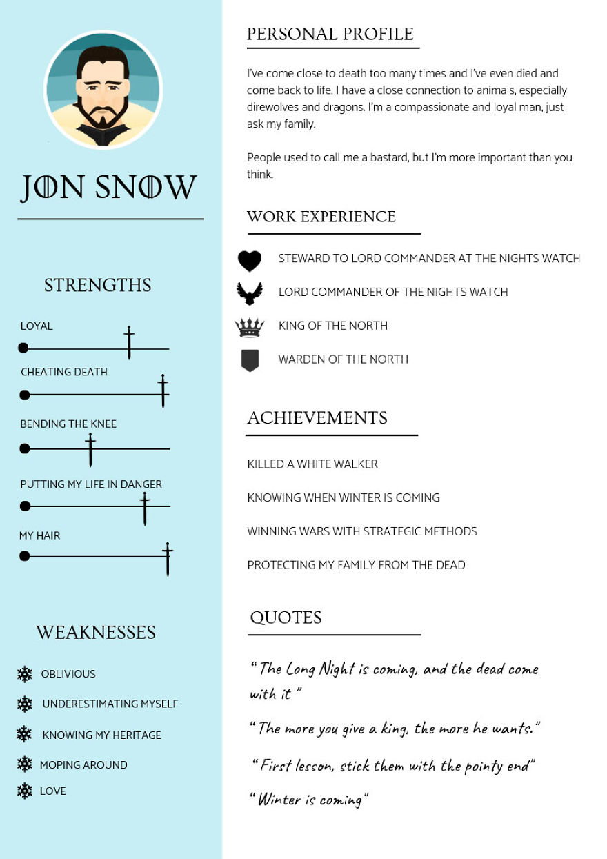I Work In The Recruitment Industry, So I Imagined The Resumes Of Game Of Thrones Characters (10 Pics) I Work In The Recruitment Industry, So I Imagined The Resumes Of Game Of Thrones Characters (10 Pics)
