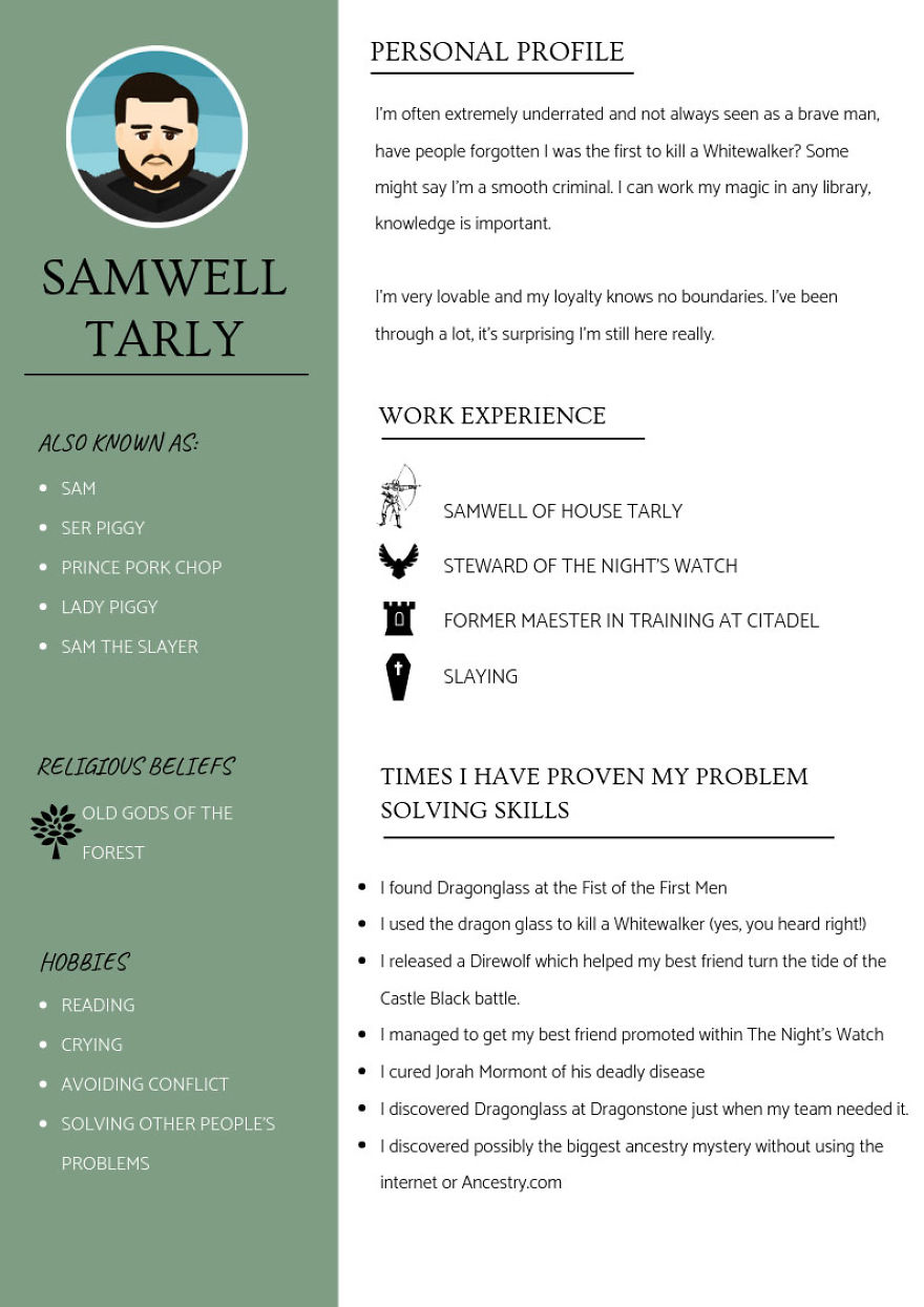 I Work In The Recruitment Industry, So I Imagined The Resumes Of Game Of Thrones Characters (10 Pics) I Work In The Recruitment Industry, So I Imagined The Resumes Of Game Of Thrones Characters (10 Pics)