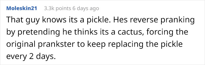 Guy Gets Pranked With A Fake ‘Cactus’ That’s Actually A Pickle His Colleagues Replace Every 2 Days Guy Gets Pranked With A Fake ‘Cactus’ That’s Actually A Pickle His Colleagues Replace Every 2 Days
