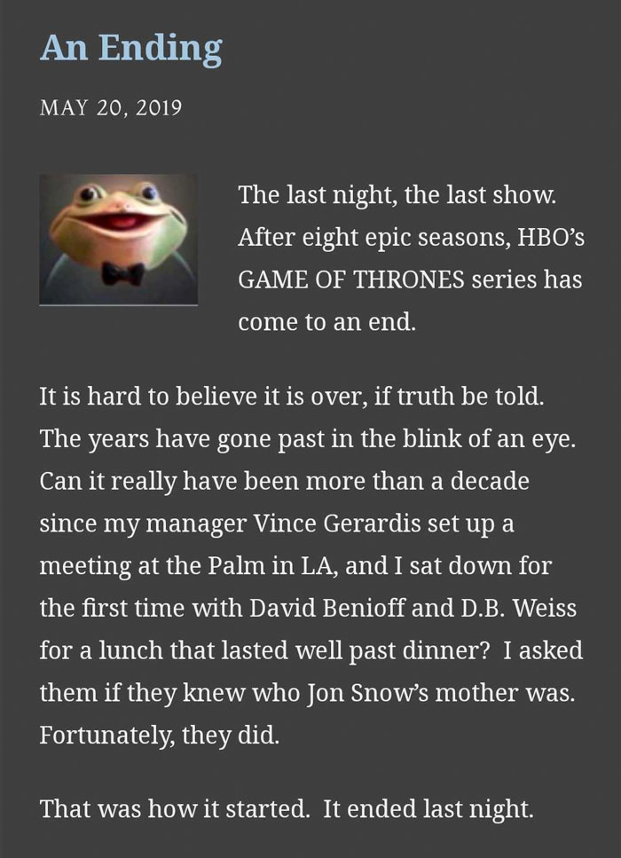 George R.R. Martin Reveals Ending In Books Will Be Different From Series Finale