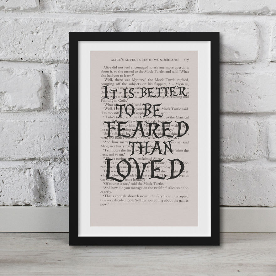 Alice In Wonderland Artwork Printed On Top Of Book Pages Alice In Wonderland Artwork Printed On Top Of Book Pages