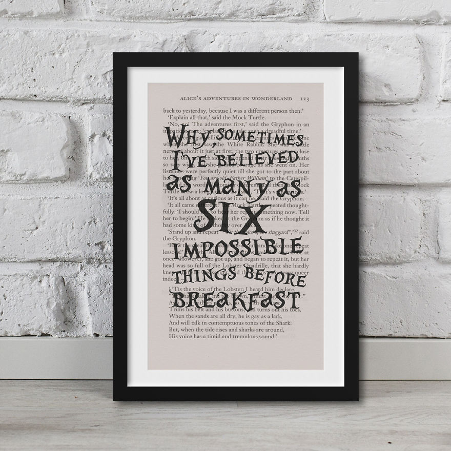 Alice In Wonderland Artwork Printed On Top Of Book Pages Alice In Wonderland Artwork Printed On Top Of Book Pages