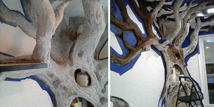 Man Creates Indoor Fake Tree For A Cat, And The Master Approves Of It Man Creates Indoor Fake Tree For A Cat, And The Master Approves Of It