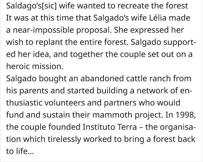 Photographer And His Wife Plant 2 Million Trees In 20 Years To Restore A Destroyed Forest And Even The Animals Have Returned Photographer And His Wife Plant 2 Million Trees In 20 Years To Restore A Destroyed Forest And Even The Animals Have Returned