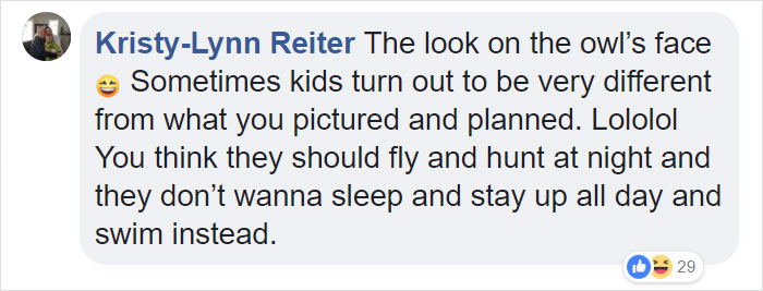 Duckling Gets Raised By An Owl And The Photos Are Adorable