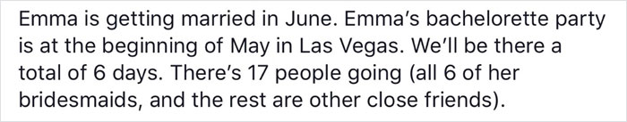 Woman Who Was Invited To Bachelorette Party Out Of ‘Pity’ Sends Out List Of Insane Rules All Girls Must Follow Woman Who Was Invited To Bachelorette Party Out Of ‘Pity’ Sends Out List Of Insane Rules All Girls Must Follow