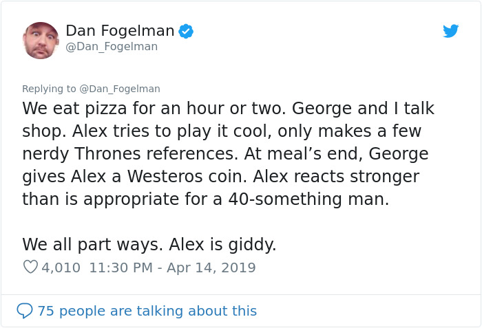 George RR Martin Unknowingly Has Dinner With Dying Fan, His Friend Thanks Him With Wholesome Post George RR Martin Unknowingly Has Dinner With Dying Fan, His Friend Thanks Him With Wholesome Post