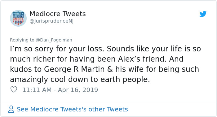 George RR Martin Unknowingly Has Dinner With Dying Fan, His Friend Thanks Him With Wholesome Post George RR Martin Unknowingly Has Dinner With Dying Fan, His Friend Thanks Him With Wholesome Post