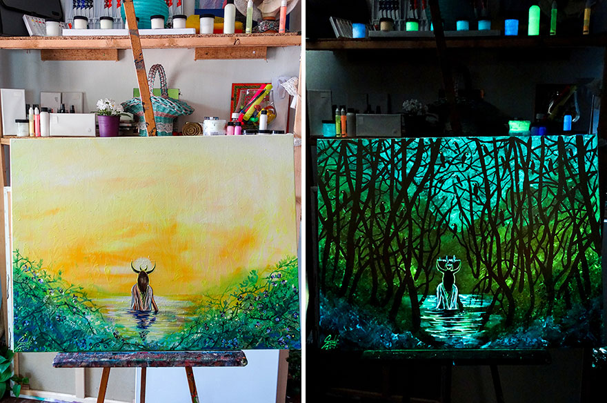 My Glow In The Dark Paintings Tell Their Hidden Secrets Only In The Darkness
