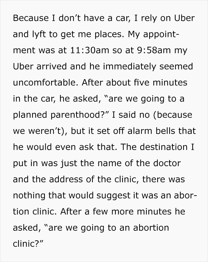 After Learning This Woman Is Going To Get An Abortion, Uber Driver Stopped The Car And Left Her In The Middle Of The Road After Learning This Woman Is Going To Get An Abortion, Uber Driver Stopped The Car And Left Her In The Middle Of The Road