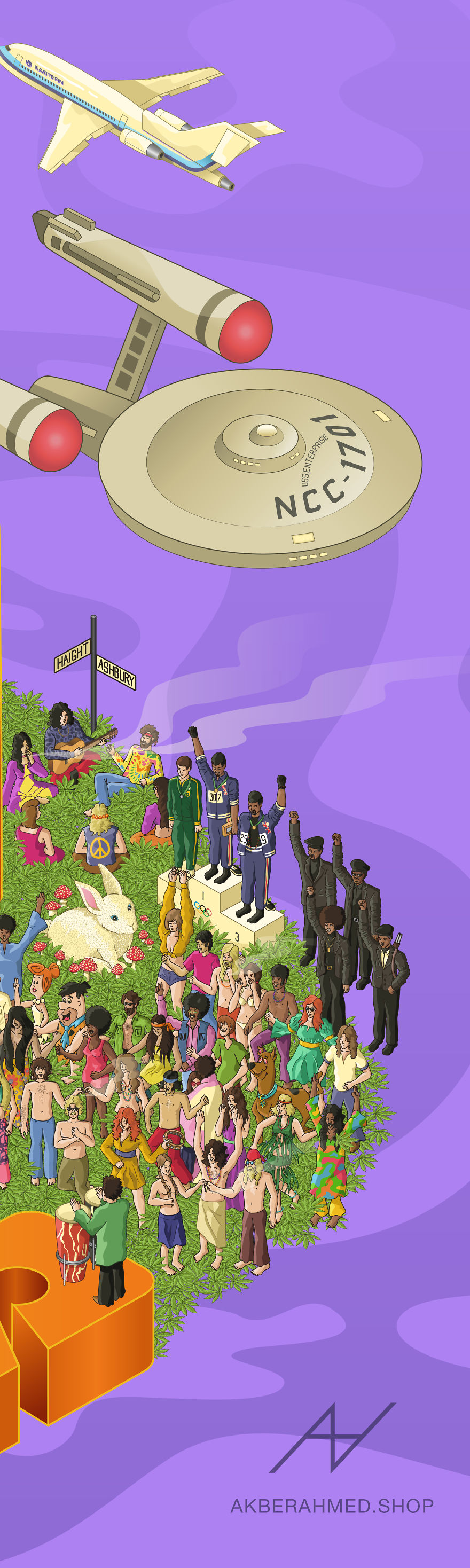 I Draw Illustrations With Symbols Of The 20s, 40s And 60s To Express My Love For Pop-Culture And History I Draw Illustrations With Symbols Of The 20s, 40s And 60s To Express My Love For Pop-Culture And History